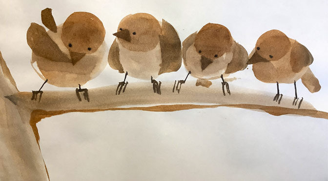 SPARROWS. PAINTING. MONDAY 8/8 @ 3:30 PM